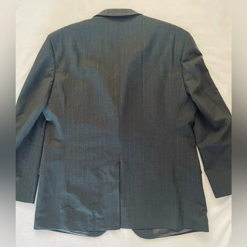 Brooks Brothers 346 Men Suit Jacket 48L Stretch Fit Black Wool Blend Pinstripe